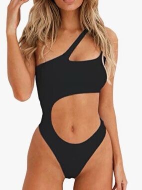 SherryDC Women's Sexy Cutout One Shoulder High Cut Cheeky One Piece Swimsuit M